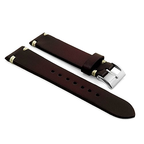 StrapsCo Hand-Stitched Faded Burnt Ombre Leather Watch Strap