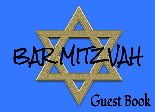 Bar Mitzvah Guest Book: 8.25” x 6” Bar Mitzvah Message Keepsake Memory Log Book | Star of David Cover (100 Pages) by Sosha Publishing