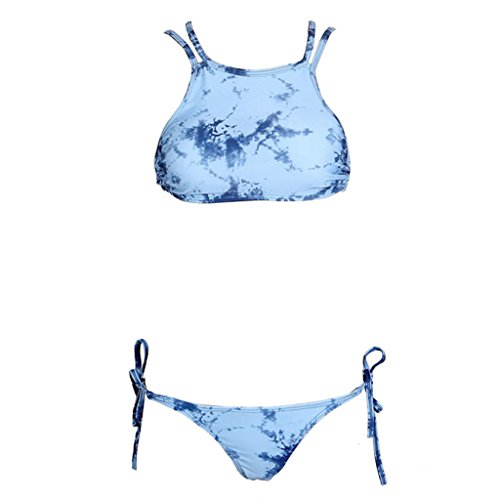 Ayliss Women Tie Dye Bandage Push up Padded Bikini Set with Side-tie Bottom