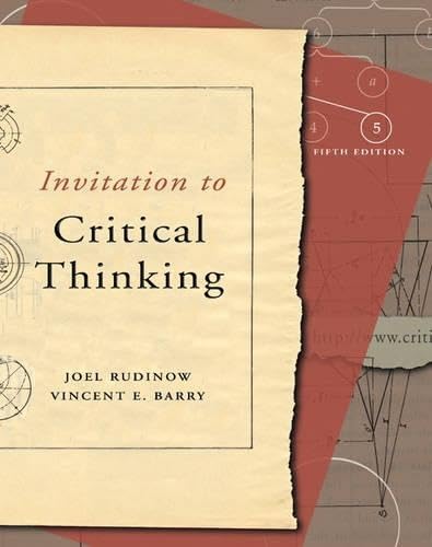 Invitation to Critical Thinking (with InfoTrac) by Joel Rudinow