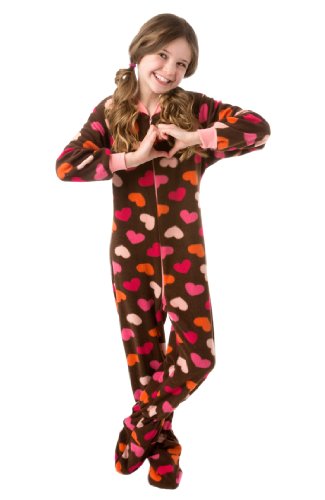 Big Feet Pjs Kids Chocolate Brown with Hearts 606