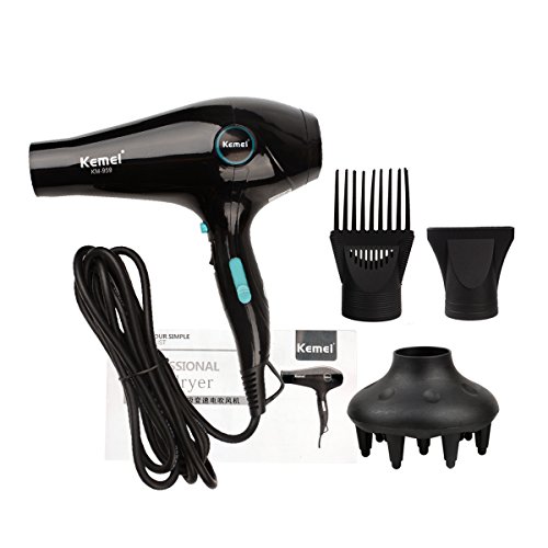 Ckeyin® 2400W Secador de Pelo Profesional de Viento Caliente/Frío con ajuste óptimo de la temperatura con luz LED (Negro)