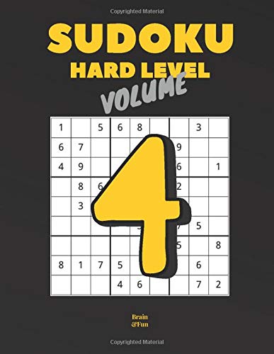 Sudoku Hard Level Volume 4: 200 Hard Puzzles Book for Adults, Seniors and Boys. Large Print Format (8.5x11). by Brain & Fun