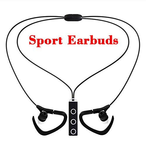 Bluetooth Headphones Professional Sport Wireless Earbuds V4.1 with Microphone Superb Stereo Sound Universal Headsets Sweatproof Easy Pairing all Smart Phones and computers devices (Black)