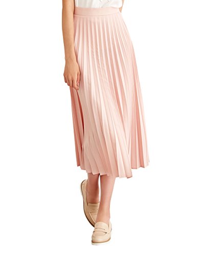 Simple Retro Women's High Waist Basic Pleated A-line Midi Skirt