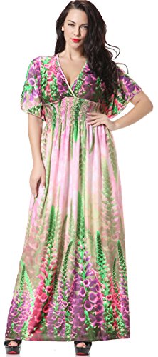 Jusfitsu Women's Boho Long Maxi Dress Bat Sleeve Sundress Plus Size Dresses