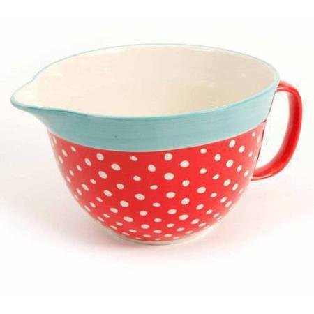 The Pioneer Woman Flea Market 2.83-Quart Batter Bowl with Decal, Red Polkadot