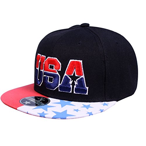 SUNJAZZ Unisex USA American Flag Snapback Cap Adjustable Baseball Cap