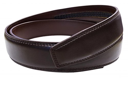 EazyBelt Dark Brown Leather with Automatic Ratchet System - BUCKLE NOT INCLUDED
