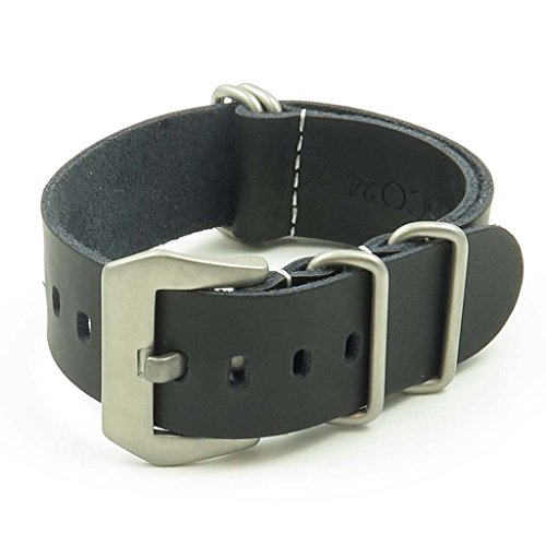 StrapsCo Leather G10 Nato Zulu Watch Strap w/ Pre-V Buckle