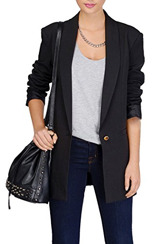 Pink Wind Womens Long Sleeve One Button Shawl Collar Blazer Jacket 5 Color