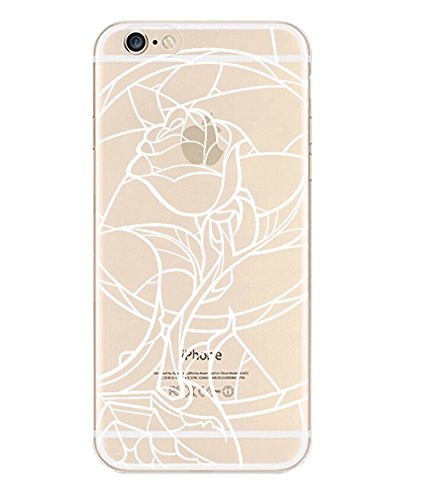 iPhone 6 Case, DECO FAIRY® Protective Case Bumper[Scratch-Resistant] [Perfect Fit] Translucent Silicone Clear Case Gel Cover for Apple iPhone 6 (White Rose Outline iPhone 6 4.7)