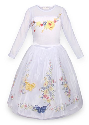 JerrisApparel 2015 New Cinderella Dress Princess Costume Butterfly Girl (7-8, White) Color: White Size: 7-8 Model: