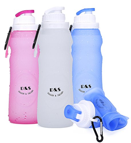 Collapsible Water Bottles BPA Free - Foldable Filter Sports Hydrated Cup - for Cycling,Camping,Hiking,Travel - Durable,Reusable with Leak-proof Lid - 20 Oz