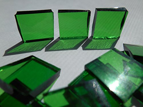 FortySevenGems 100 Pieces Stained Glass Mosaic Tiles 1/2-Inch Green Cathedral Glass