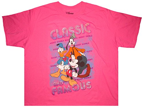 Disney Women's Classic Famous Mickey Crew T-shirt Plus Size Pink
