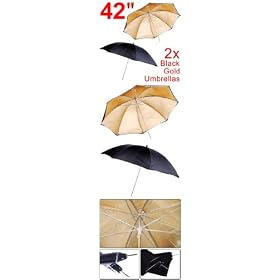 2x 42 Umbrellas Photography Portrait Studios Black Golden