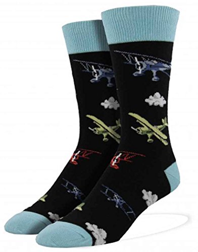 Socksmith Men's Flying Bi-Plane Novelty Sock