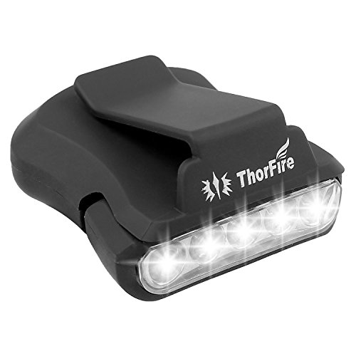 ThorFire Cap Hat Light 5-LED Headlamp Rotatable Ball Cap Visor light Clip-on Hat Light Hands Free for Hunting Camping Fishing