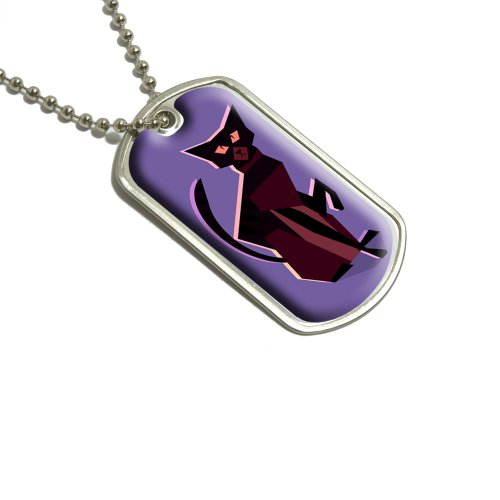 

Geometric Cat Dark Brown Military Dog Tag Keychain