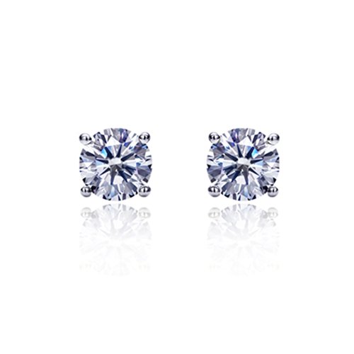 Sterling Silver Rhodium Plated Round 3mm CZ Birthstone Stud Girls Screwback earring For Children & Women