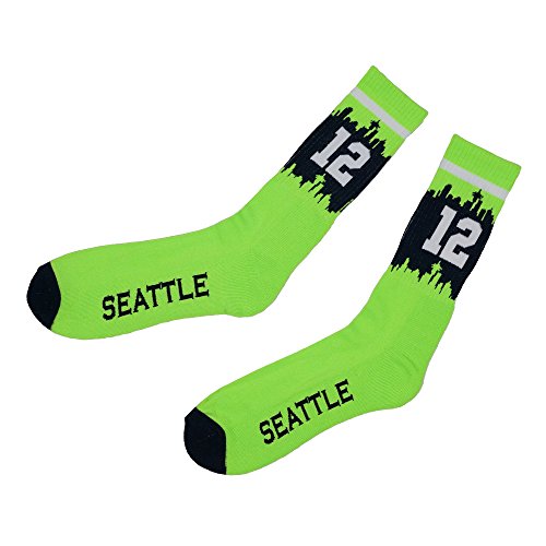 Seattle Football 12th Man Fan Socks Skyline View / Seattle 12