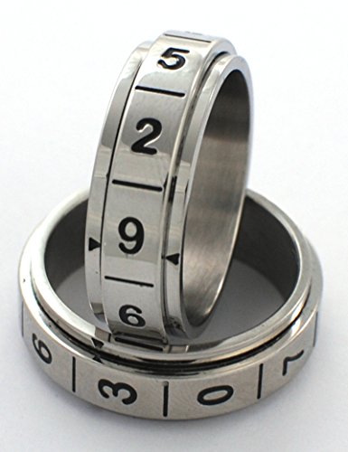 D-10 Spinner Ring. Stainless Steel, Even Odds for All Numbers, Replaces D-10 Dice for Gaming