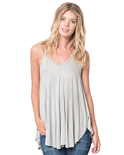 Bluetime Womens Soft Racerback Pleated Hem Strap Loose Tank Top