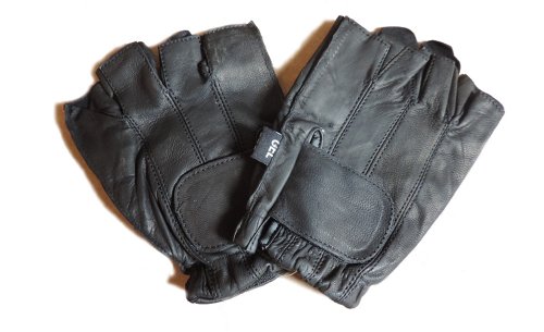 

Leather Fingerless Black Motorcycle Gel Palm Gloves Large