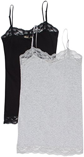2 Pack Zenana Women's Lace Trim Cami Tank Tops