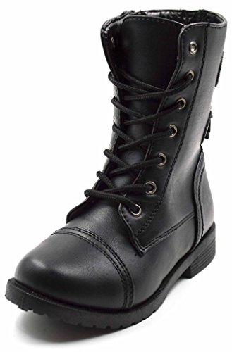 Simply Petals Girls Zooloo Buckle with Lace Up Combat Mid Calf Boot (Little Girl/Big Girl)