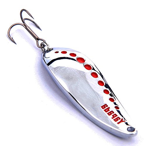 

Hisea Long Casting Metal Spoons Spinnerbaits Bleeding Shad Nice Action Hard Spinner Fishing Lures for Bass & Walleye, 55mm 10g