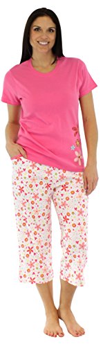 SleepytimePjs Women's Sleepwear Cotton Short Sleeve and Capri Pajama Pj Set