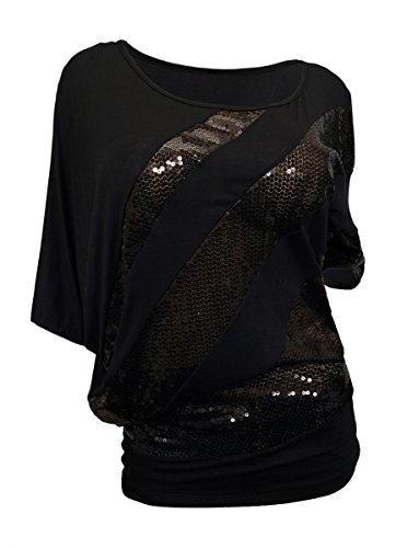 eVogues Plus size Sequins Scoopneck Top