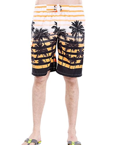 MR. R Men's Tropical Palm Tree Beach Shorts Swim Trunks