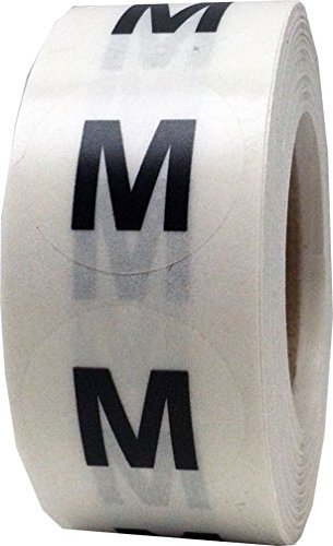 Clear Round Clothing Size Stickers That Say M (Medium) | Adhesive Labels for Apparel Retail - 500 Total | 0.75 Inches in Diameter - Clear Size Dots With Black Print - Apparel Safe Adhesive | Acid Free | Eco-Friendly Print - 500 Total Size Labels