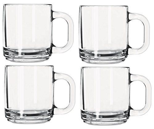Libbey 5201 10 Ounce Crystal Coffee Mug Warm Beverage Mugs Set of 4