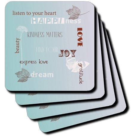 

cst_202288 PS Inspirations - Blue Ombre Butterfly Leaves Inspirational Words - Coasters