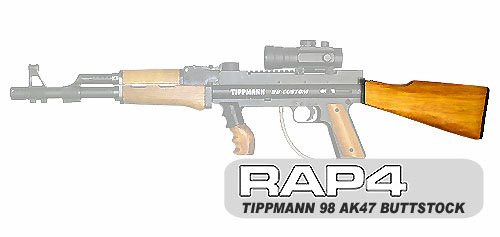 

US Army Alpha Black AK47 Wood Buttstock - paintball stock