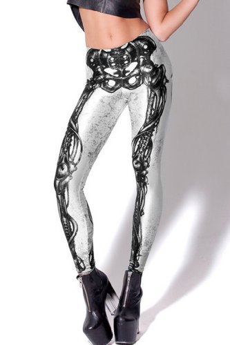 RedExtend® Women's Fashion Digital Print Rock Skeleton Bone Skull Tight Stretch Leggings Tights