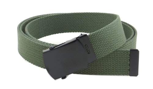 Canvas Web Belt Military Style with Black Buckle and Tip 56