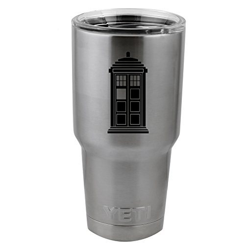 Simple Tardis Silhouette Dr Who Inspired Vinyl Sticker Decal for Yeti Mug Cup Thermos Pint Glass (4