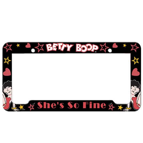 Betty Boop Red Star Black Car Truck License Plate Frame - Universal Fit
