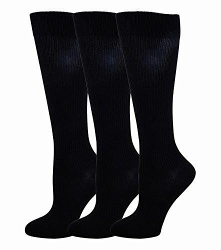 Compression 3-pk Knee High Sock for Men, Bamboo-Black, Size 10-13