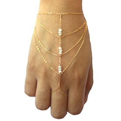 

Celebrity Multi Chain Tassel Bracelet Slave Finger Ring Hand Chain Harness Bangle