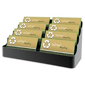 Recycled Business Card Holder, Holds 450 2 x 3 1/2 Cards, Eight-Pocket, Black