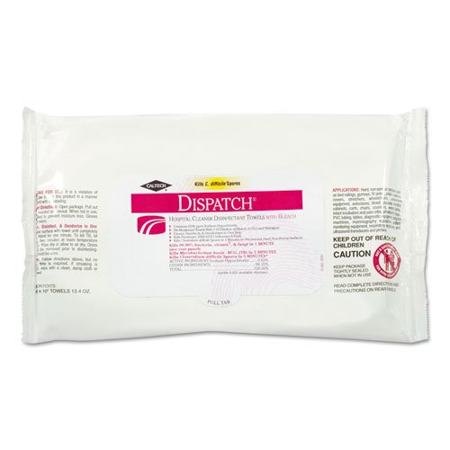 

Dispatch Hospital Cleaner Disinfectant Towels with Bleach, 8 x 10, 40/Pack - Includes 24 packs of 40 wipes each.
