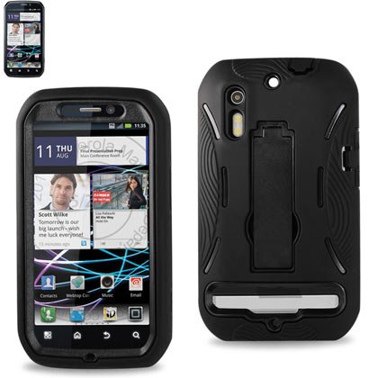 41V2jtBIHqL Reiko SLCPC06 MOTMB855BK Premium Durable Hybrid Combo Case with Kickstand for Motorola Photon 4G MB855   1 Pack   Retail Packaging   Black