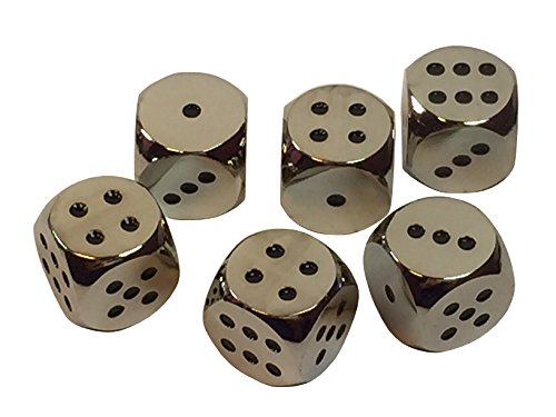 Set of 6 Solid Zinc Alloy Metal Dice (16mm) D6