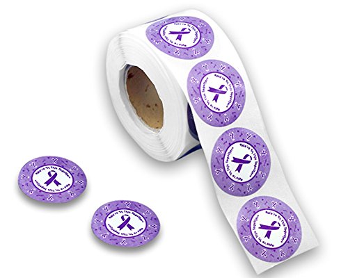 Purple Ribbon Stickers - We're In This Together (500 Stickers)